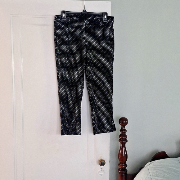 Cute navy and white knit slacks with slits and silver button at the bott… - Picture 2 of 6